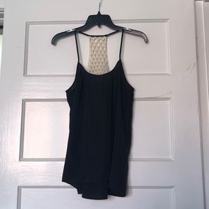 Black tank with white knit backing